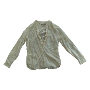 Banana Republic Cream Blouse with Mandarin Collar